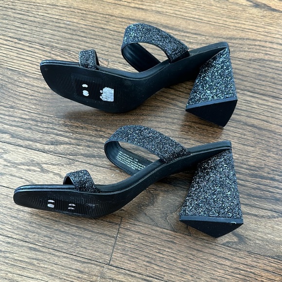 Abound Carina Black Glittered Heeled Slide Womens Dress Sandals Size 10 - Picture 7 of 13